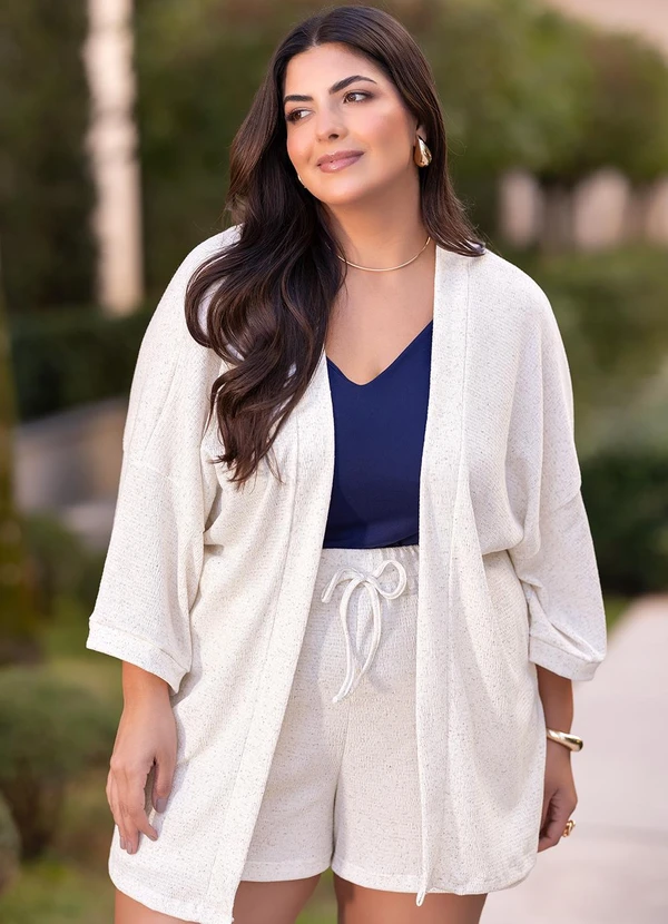 Marguerite - Short Off White em Malha Texturizada 5