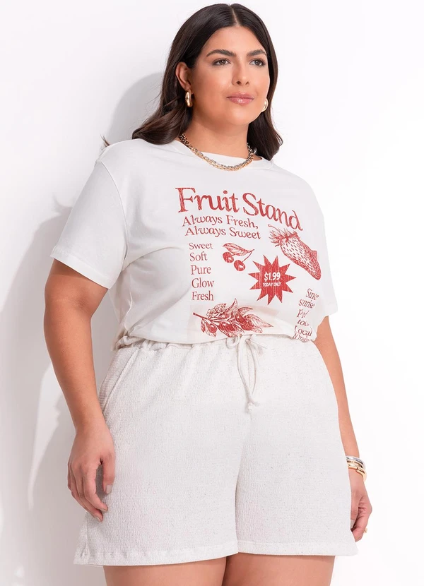 Marguerite - Short Off White em Malha Texturizada 10