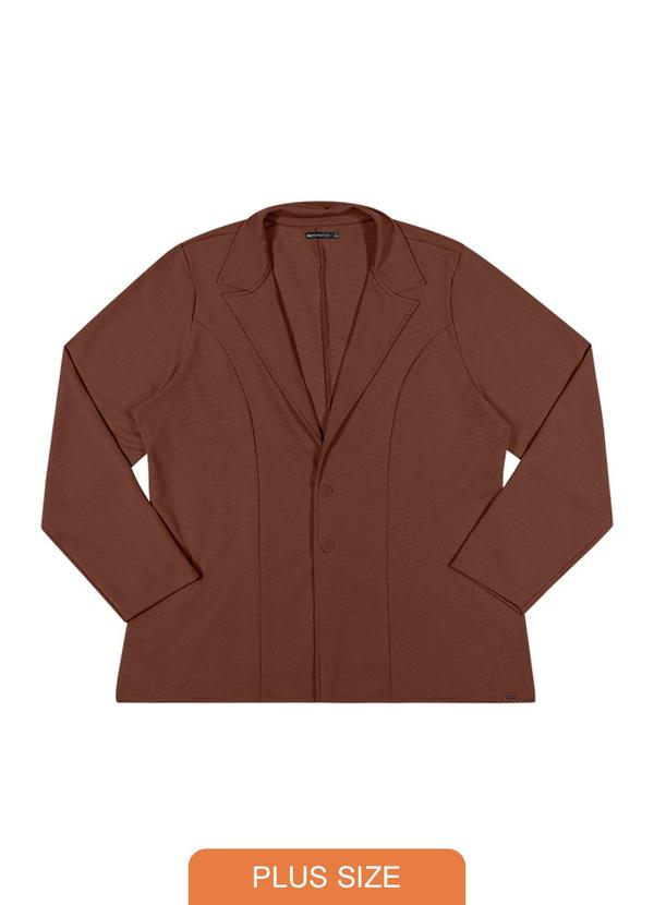 Rezzato - Blazer Alfaiataria Estruturado Plus Size Marrom