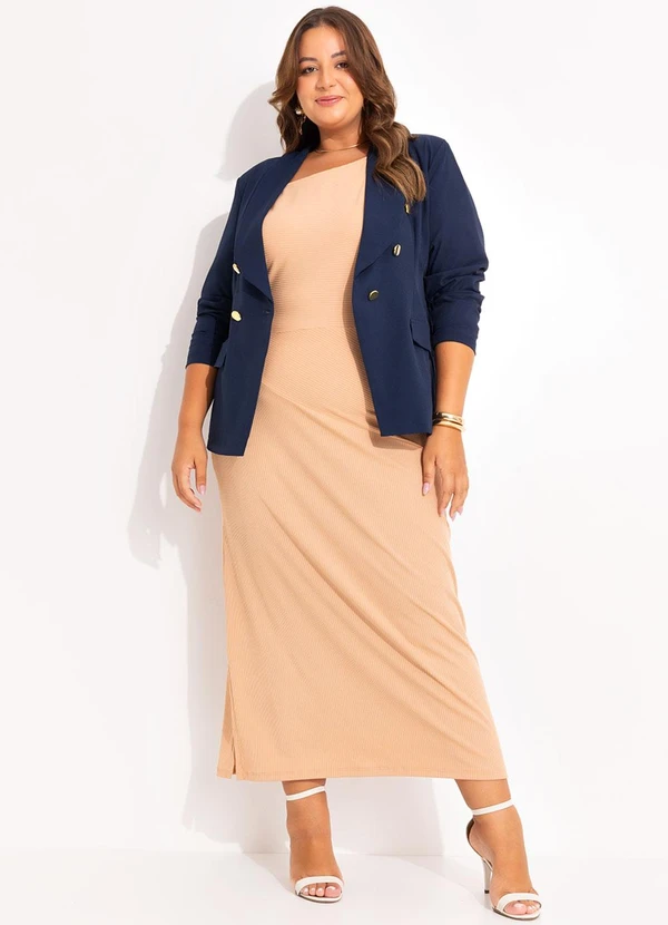 Marguerite - Blazer Azul Marinho em Crepe Plano 3