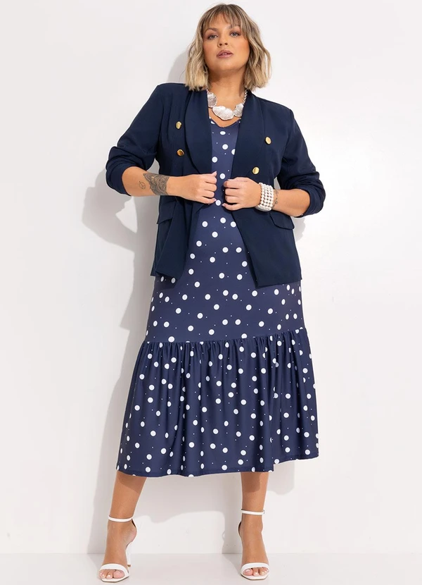 Marguerite - Blazer Azul Marinho em Crepe Plano 5