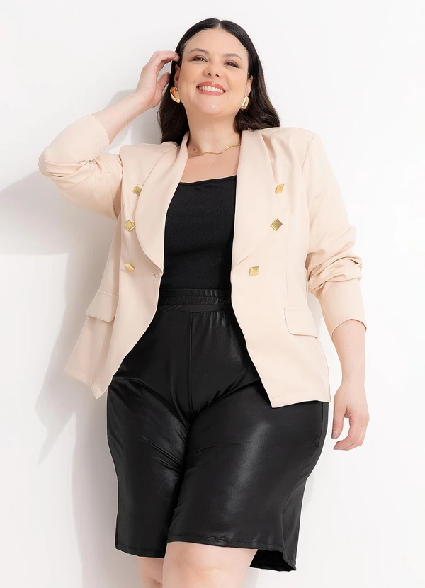 Marguerite - Blazer Bege em Crepe Plano