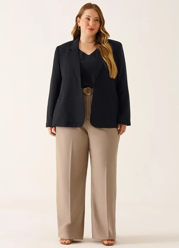Principessa - Blazer Botão Único Plus Size Preto Chantal 3