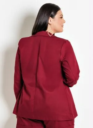 Marguerite - Blazer com Botões Dourados Bordô Plus Size - MARGUERITE