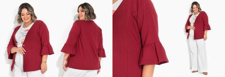Blazer com Mangas Sino Bord Plus Size