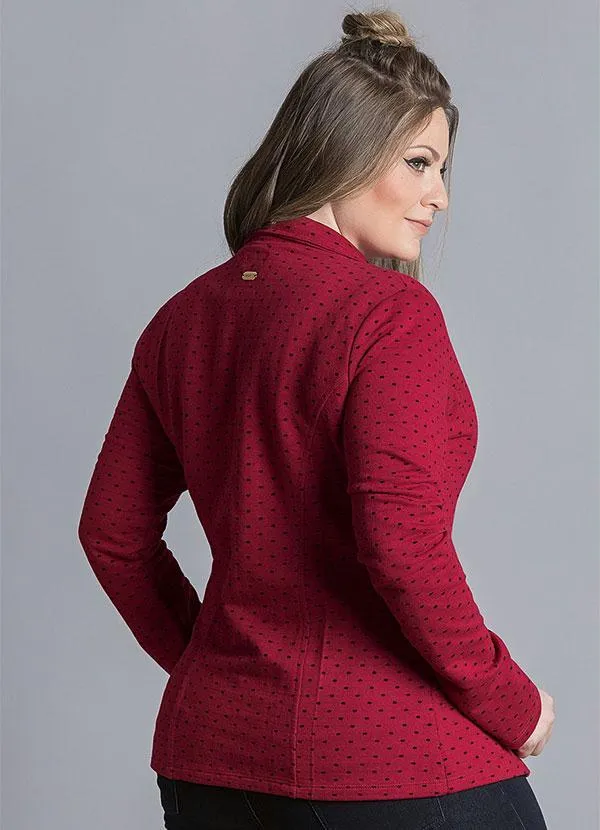 Quintess - Blazer de Moletom Poá Bordô Plus Size 2