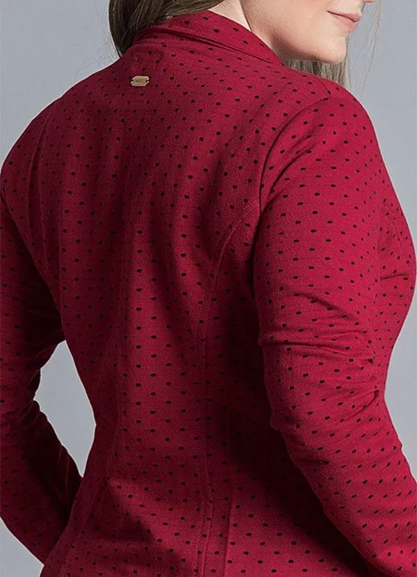 Quintess - Blazer de Moletom Poá Bordô Plus Size 3