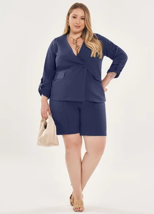 Lisamour - Blazer Decote V Azul - LISAMOUR
