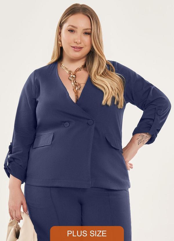 Lisamour - Blazer Decote V Azul
