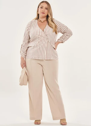 Lisamour - Blazer Decote V Estampado - LISAMOUR