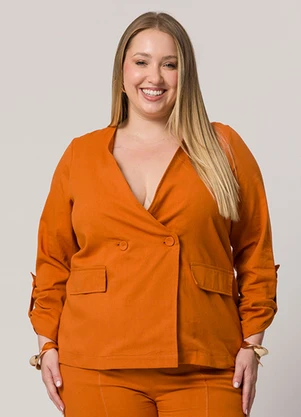 Lisamour - Blazer Decote V Marrom - LISAMOUR