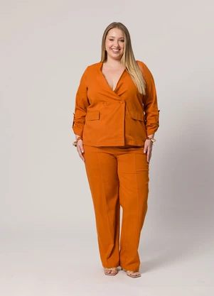 Lisamour - Blazer Decote V Marrom - LISAMOUR
