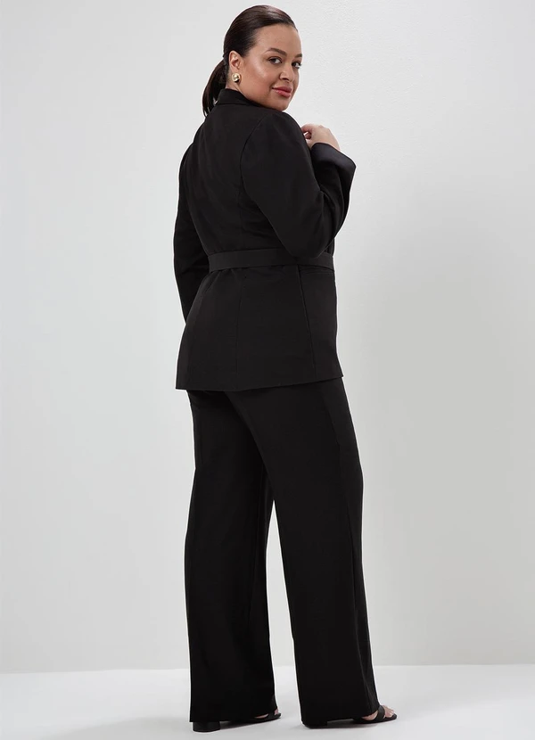 Principessa - Blazer Intermediário em Alfaiataria Plus Size Preto Samila 4