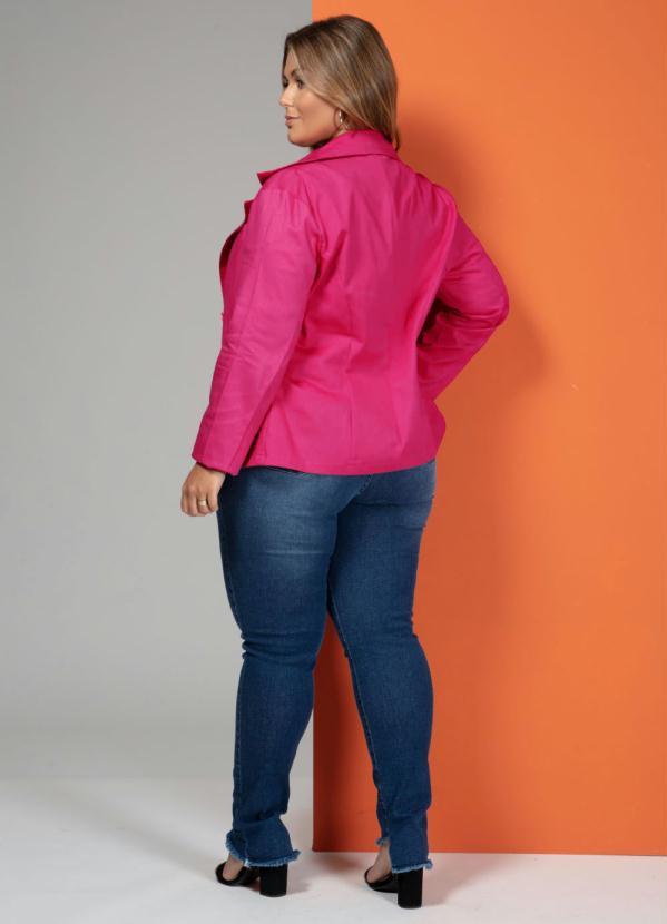 Quintess - Blazer em Sarja Pink Plus Size0 4