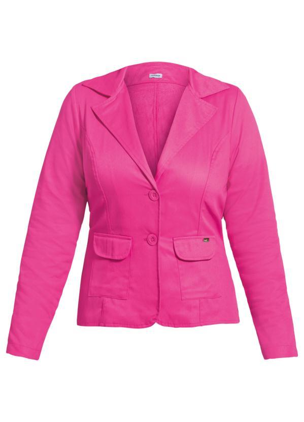 Quintess - Blazer em Sarja Pink Plus Size0 6