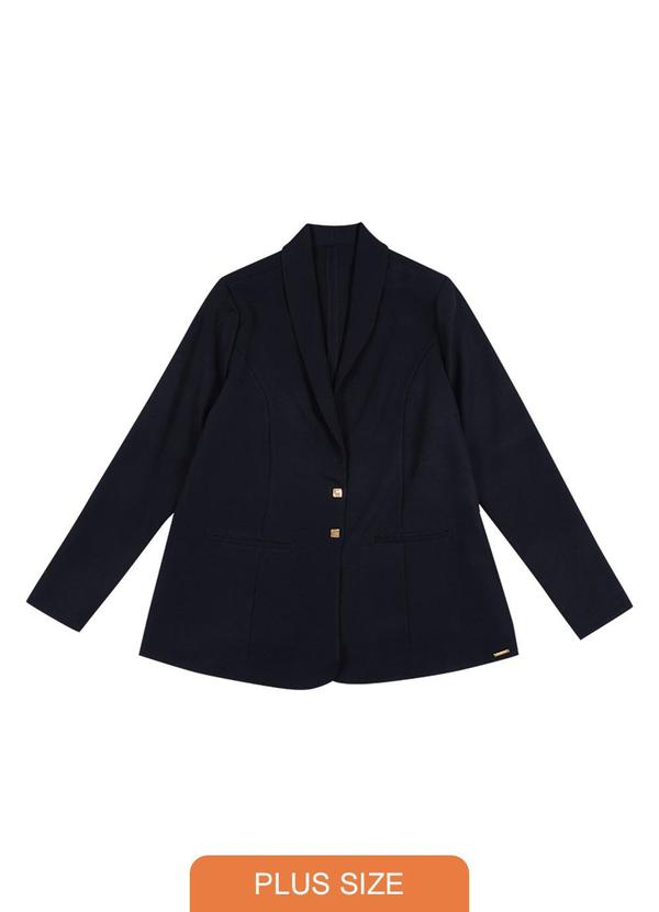 Cativa Plus Size - Blazer Feminino em Alfaiataria Preto