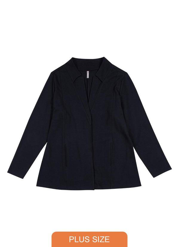Cativa Plus Size - Blazer Feminino em Moletom Preto
