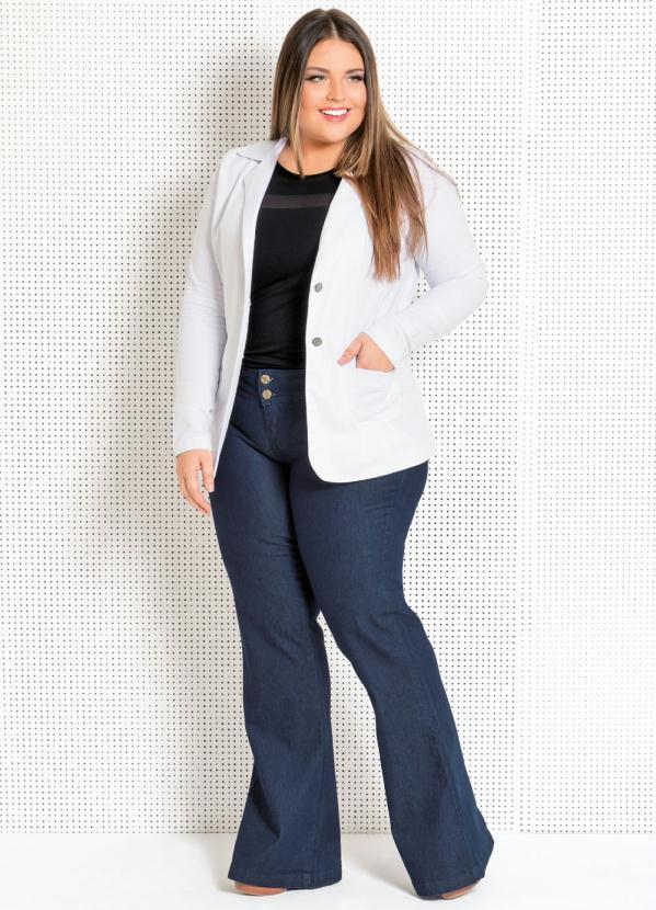Quintess - Blazer Feminino Plus Size Branco 3