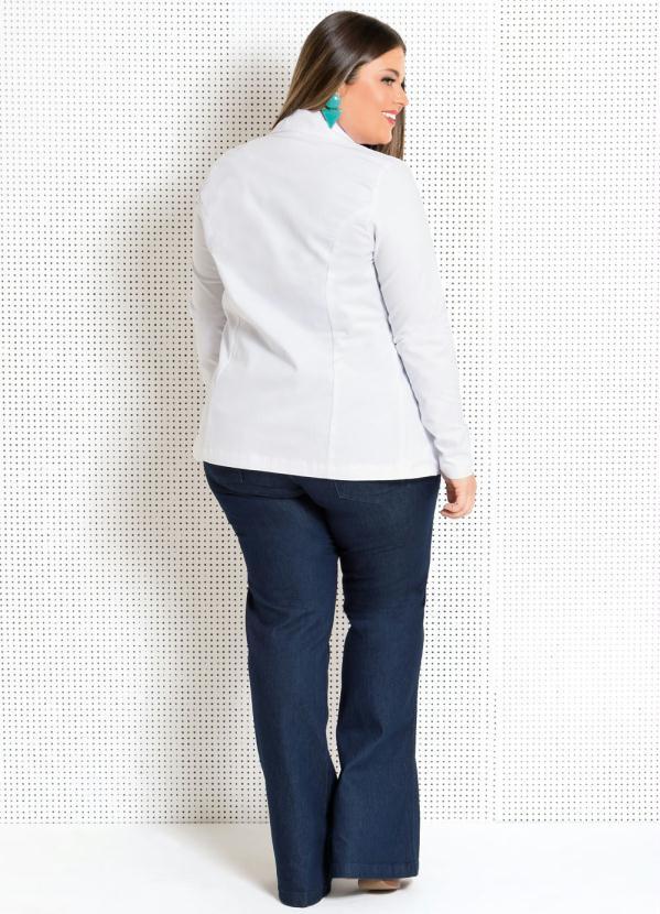 Quintess - Blazer Feminino Plus Size Branco 4
