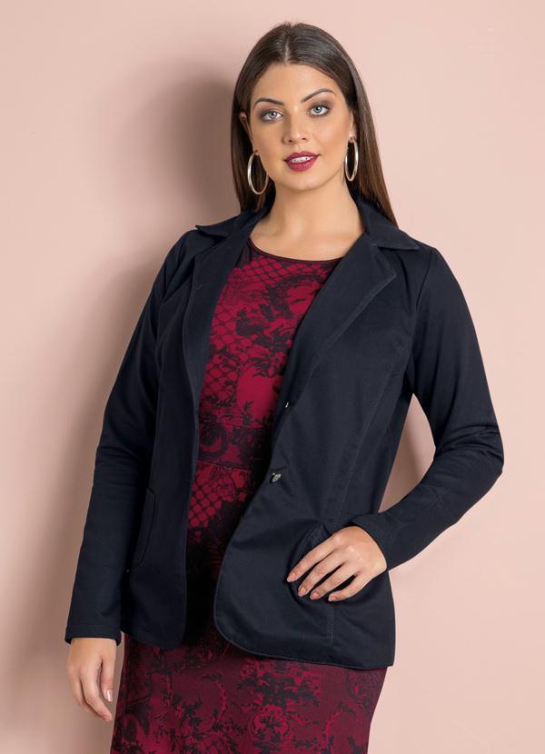 Quintess - Blazer Feminino Plus Size Preto