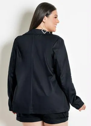 Marguerite - Blazer Feminino Plus Size Preto - MARGUERITE