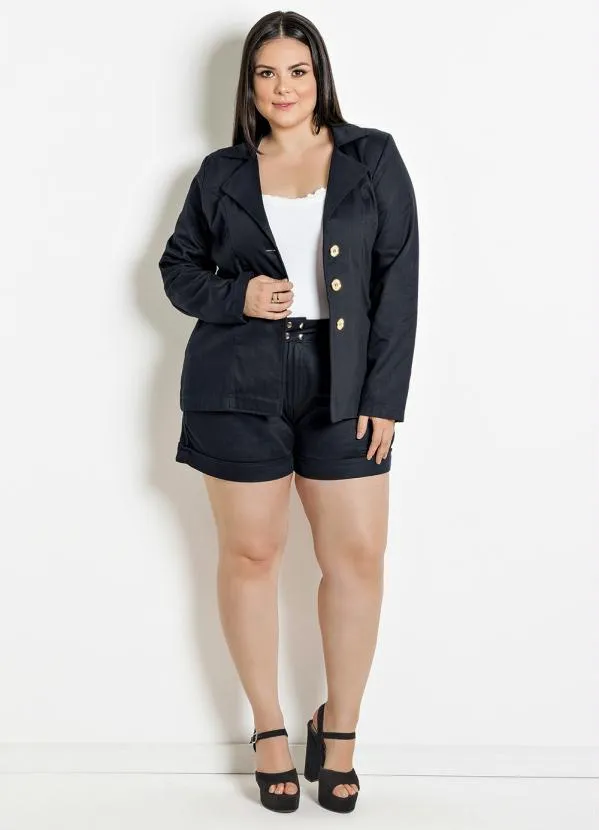 Marguerite - Blazer Feminino Plus Size Preto 3