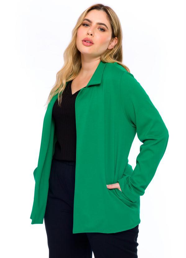 Lisamour - Blazer Liso em Bodycon Verde