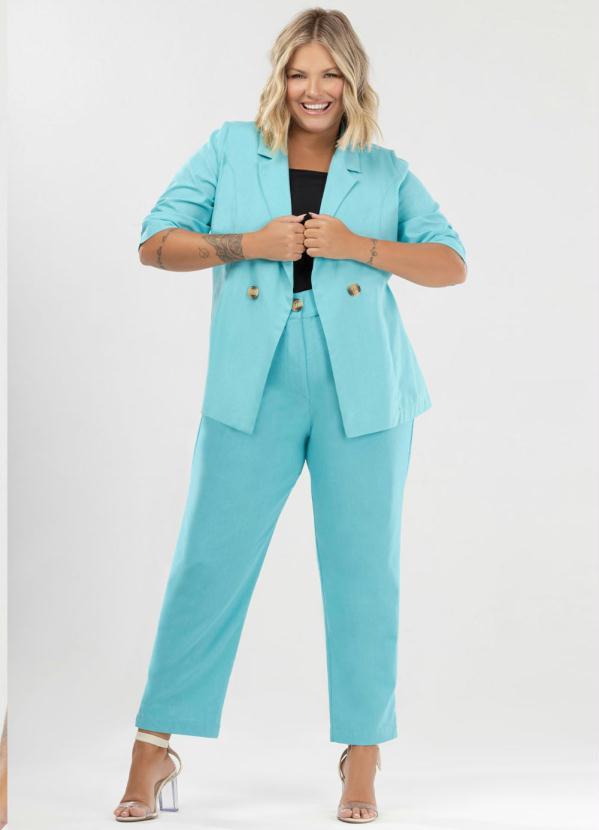 Donna Peck - Blazer Manga 7/8 Plus Size Azul 2