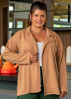 Marguerite - Blazer Marrom Claro em Malha Anarruga - MARGUERITE