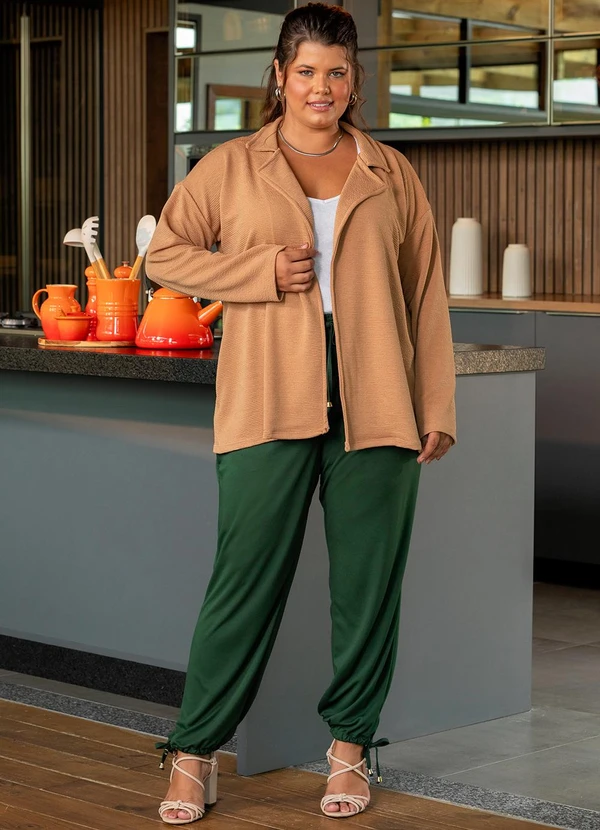 Marguerite - Blazer Marrom Claro em Malha Anarruga 3