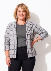 Blazer Mescla com Mangas Longas Plus Size