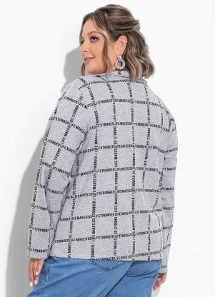 Marguerite - Blazer Mescla com Mangas Longas Plus Size - MARGUERITE