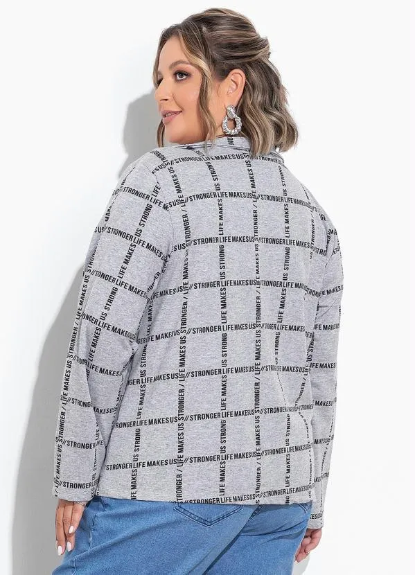 Marguerite - Blazer Mescla com Mangas Longas Plus Size 2