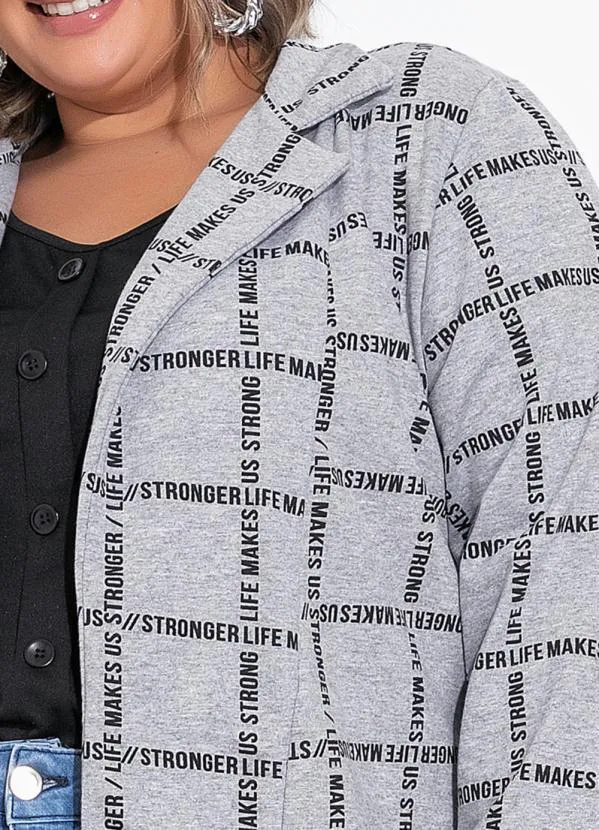 Marguerite - Blazer Mescla com Mangas Longas Plus Size 3