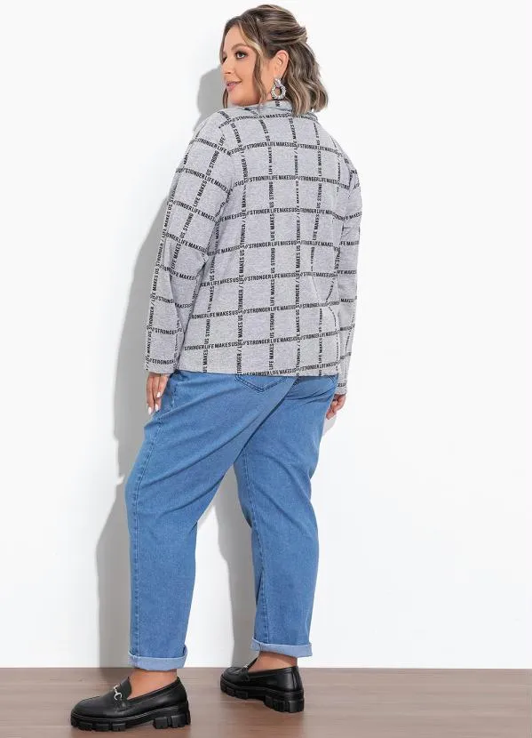 Marguerite - Blazer Mescla com Mangas Longas Plus Size 5