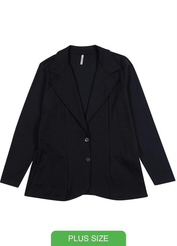 Habana - Blazer Plus Size em Moletom Preto