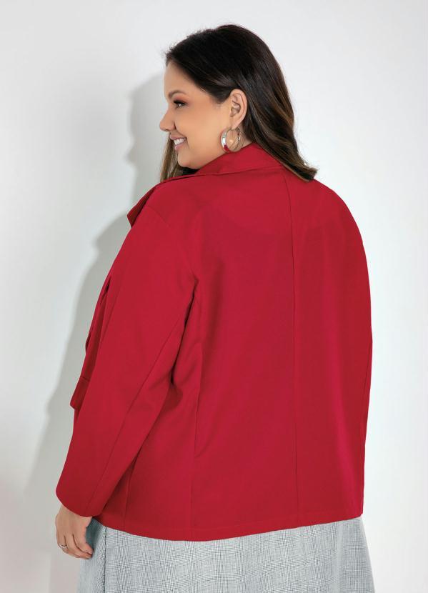 Outlet - Blazer Plus Size Vermelho Alongado 2