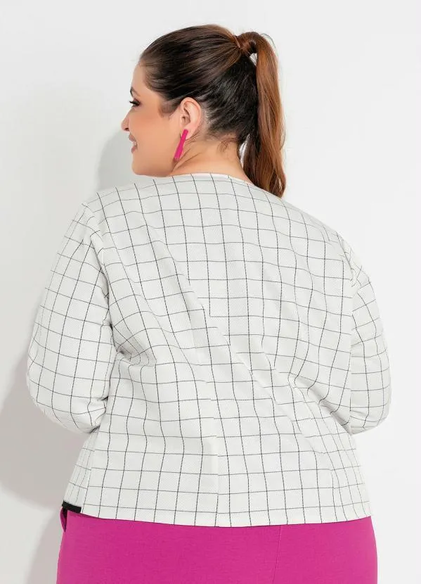 Queima Estoque - Blazer Plus Size Xadrez Detalhe em Passamanaria 2