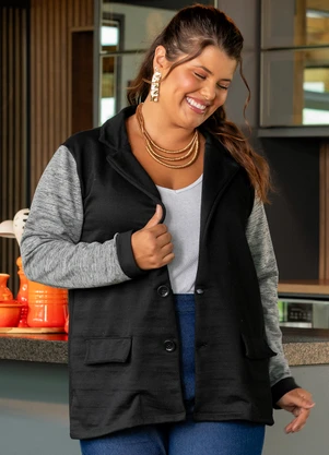 Marguerite - Blazer Preto em Moletinho - MARGUERITE