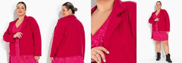 Blazer Vermelho em Moletom Plus Size