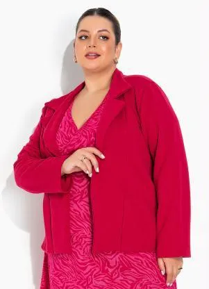 Marguerite - Blazer Vermelho em Moletom Plus Size - MARGUERITE