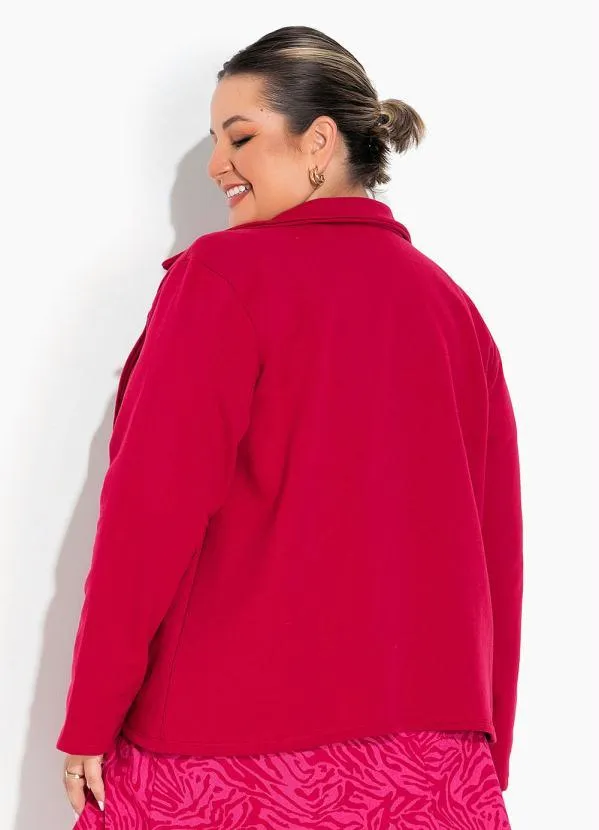 Marguerite - Blazer Vermelho em Moletom Plus Size 2