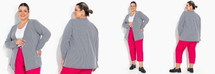 Blazer Xadrez Alongado Plus Size