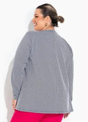 Marguerite - Blazer Xadrez Alongado Plus Size - MARGUERITE