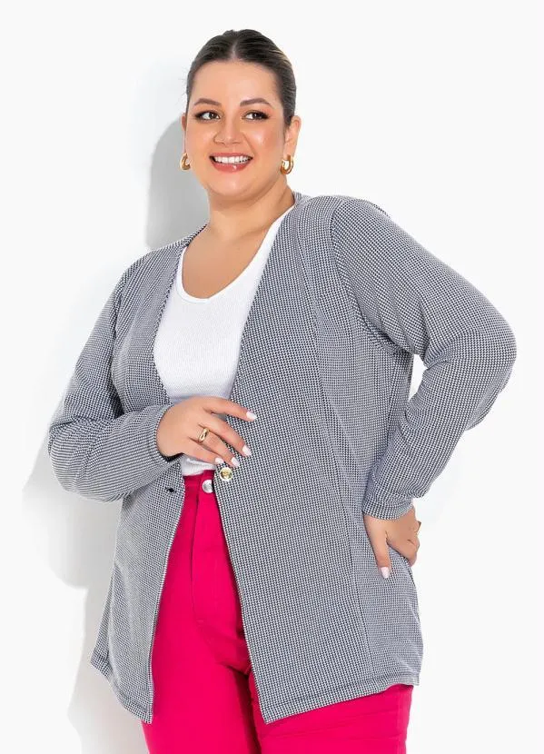 Marguerite - Blazer Xadrez Alongado Plus Size
