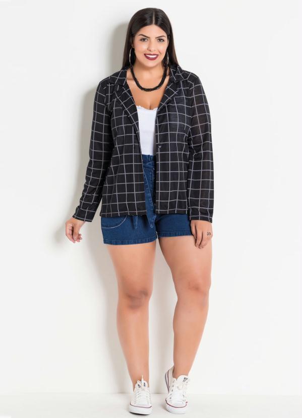 Marguerite - Blazer Xadrez Grid Plus Size Marguerite 3