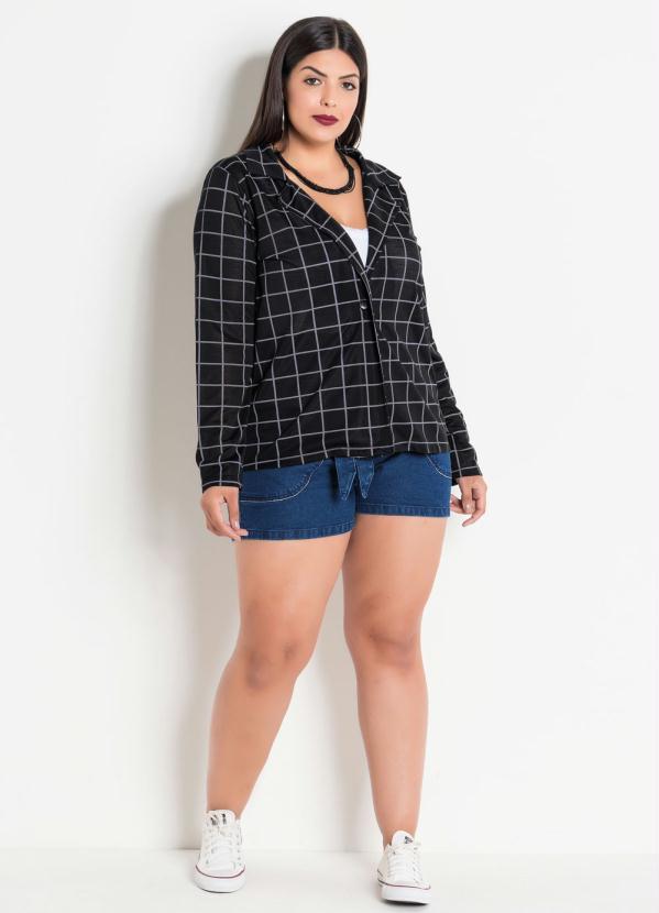 Marguerite - Blazer Xadrez Grid Plus Size Marguerite 5