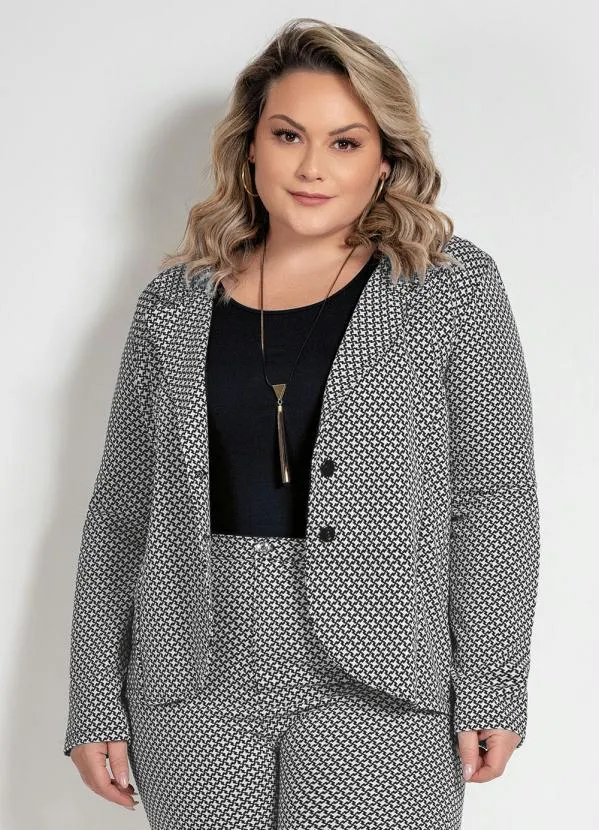 Marguerite - Blazer Xadrez Plus Size com Botões