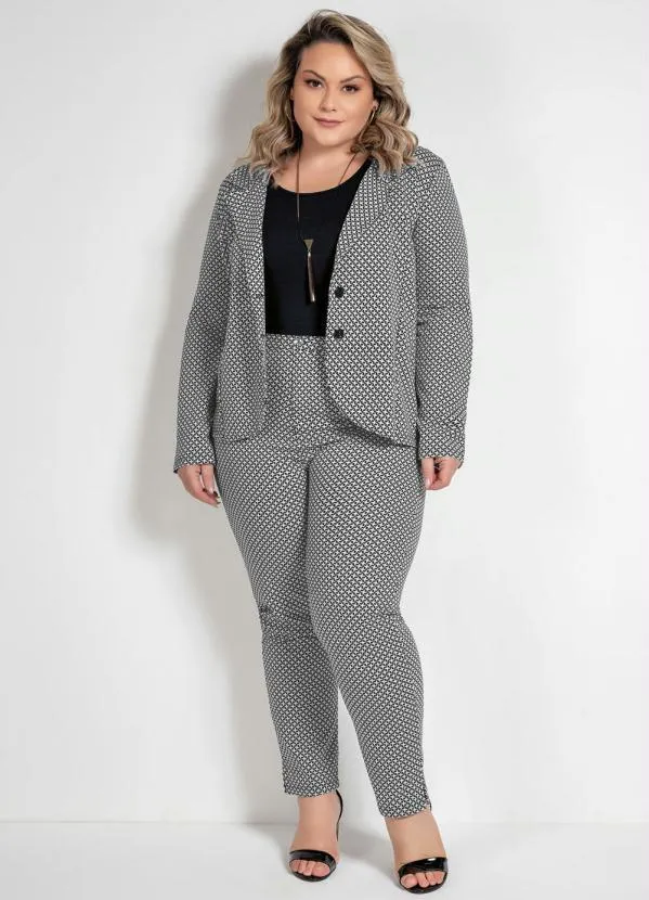 Marguerite - Blazer Xadrez Plus Size com Botões 3