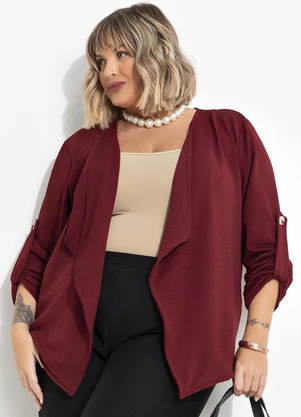 Marguerite - Casaco Vinho em Malha Crepe - MARGUERITE